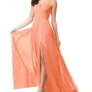 Azazie Vini: Sunset A-Line V-Neck Pleated Chiffon Dress